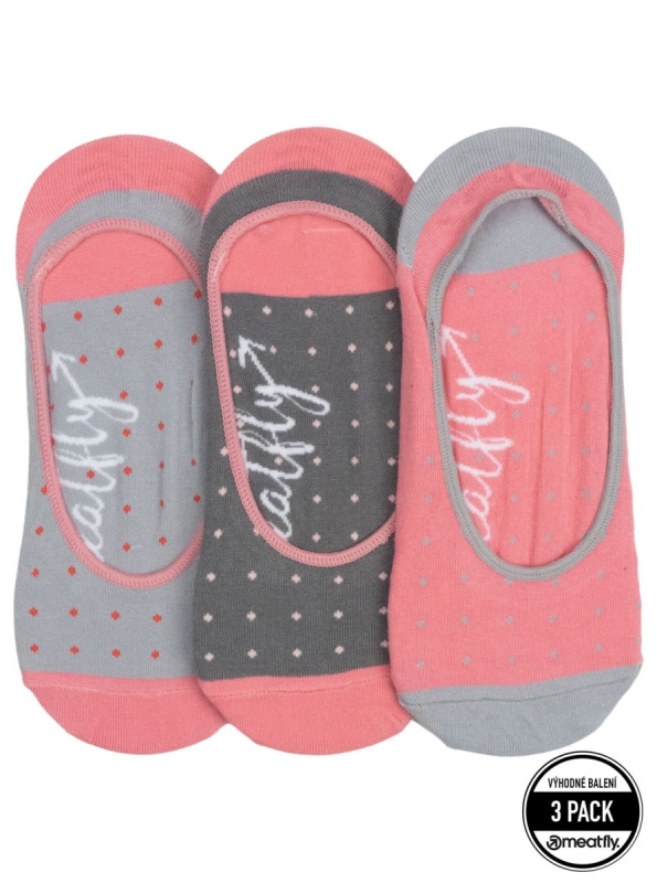 Meatfly ponožky Low Socks Triple Pack Grey Dots | Šedá | Velikost One Size