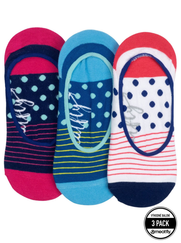 Meatfly ponožky Low Socks Triple Pack Red Stripe | Červená | Velikost One Size
