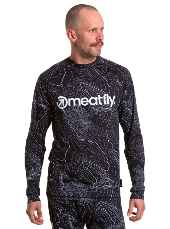 Meatfly pánské termo triko Avery Black Topography | Černá | Velikost M