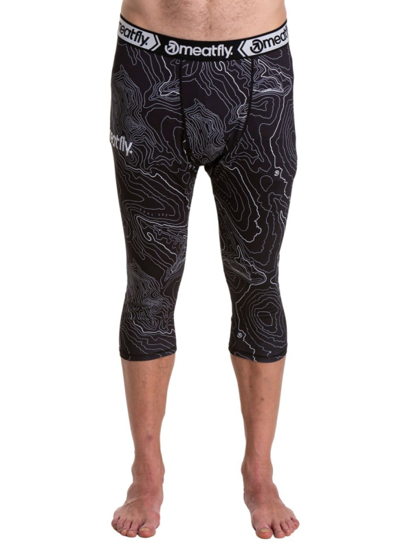 Meatfly pánské tříčtvrteční termo kalhoty Karev Black Topography | Černá | Velikost XXL