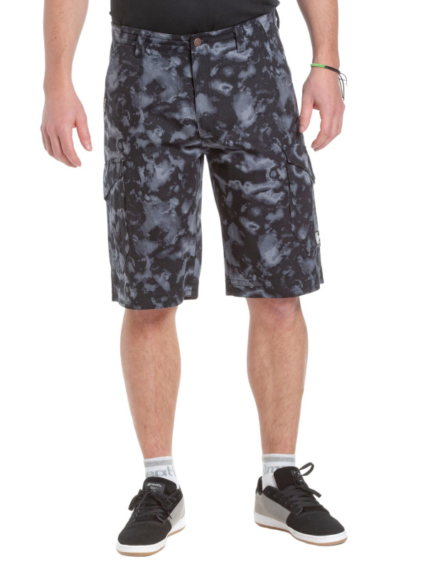 Meatfly pánské kraťasy Icon Black Storm Camo | Maskáč | Velikost 32 | 100% bavlna