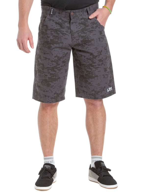 Meatfly pánské kraťasy Bobber Grey Binary Camo | Maskáč | Velikost 38