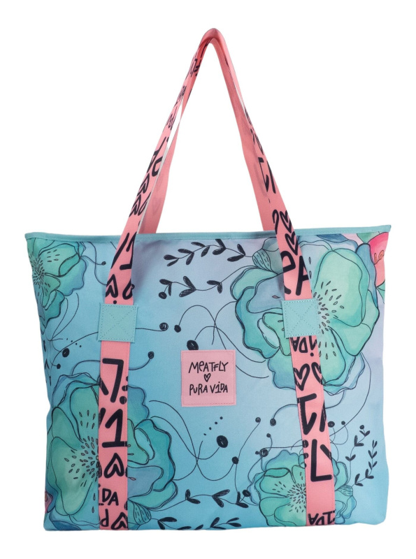 Meatfly plážová kabelka X Pura Vida Skye Mint Flowers | Modrá | Velikost One Size