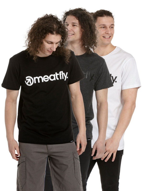 Meatfly balení pánských triček MF Logo Multipack Black/Charcoal Heather/White | Černá | Velikost M