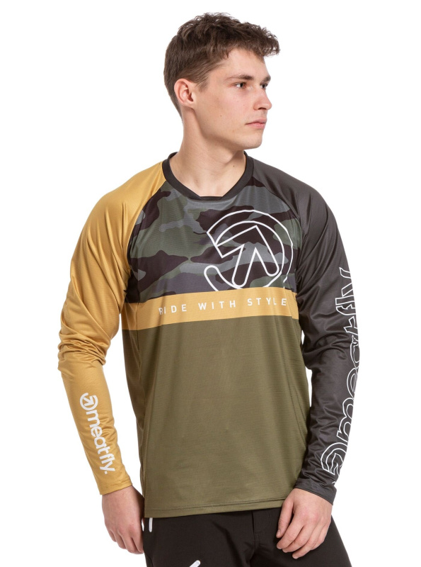Meatfly pánský bike dres Liam Olive / Brown | Zelená | Velikost L