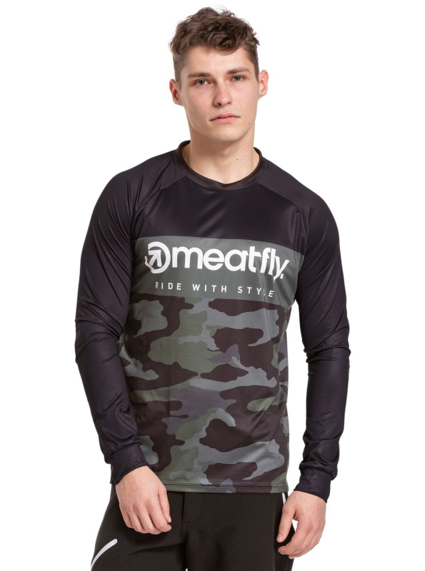 Meatfly pánský bike dres Cliff Rampage Camo/Black | Maskáč | Velikost L