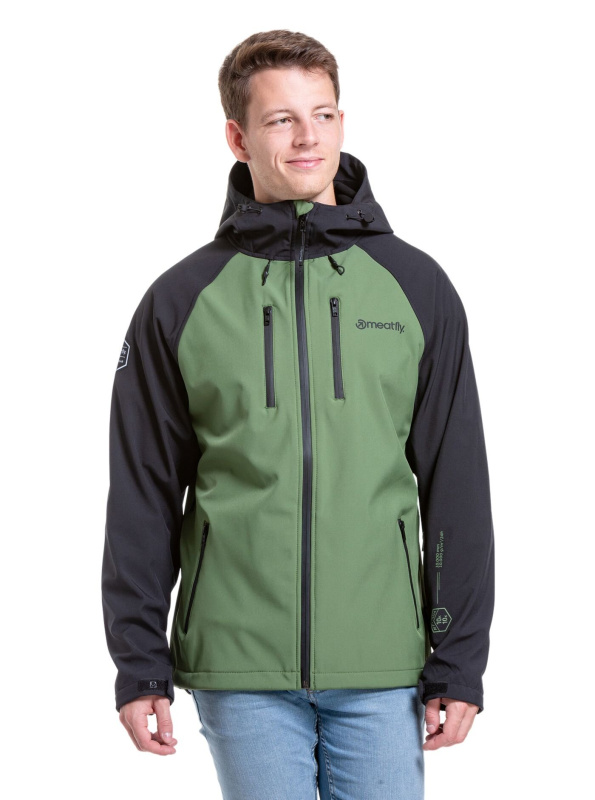 Meatfly pánská softshell bunda Rasmussen Forest Green/Black | Černá | Velikost XXL