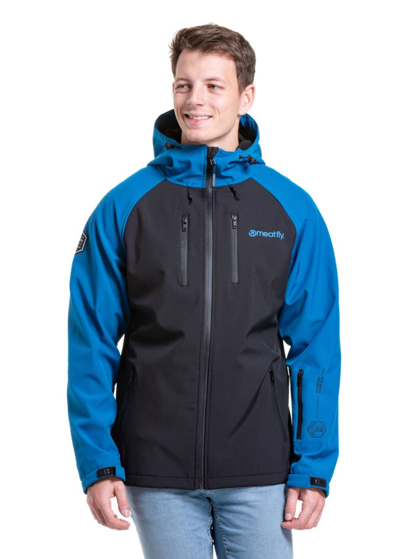 Meatfly pánská softshell bunda Rasmussen Ocean Blue/Black | Černá | Velikost XXL