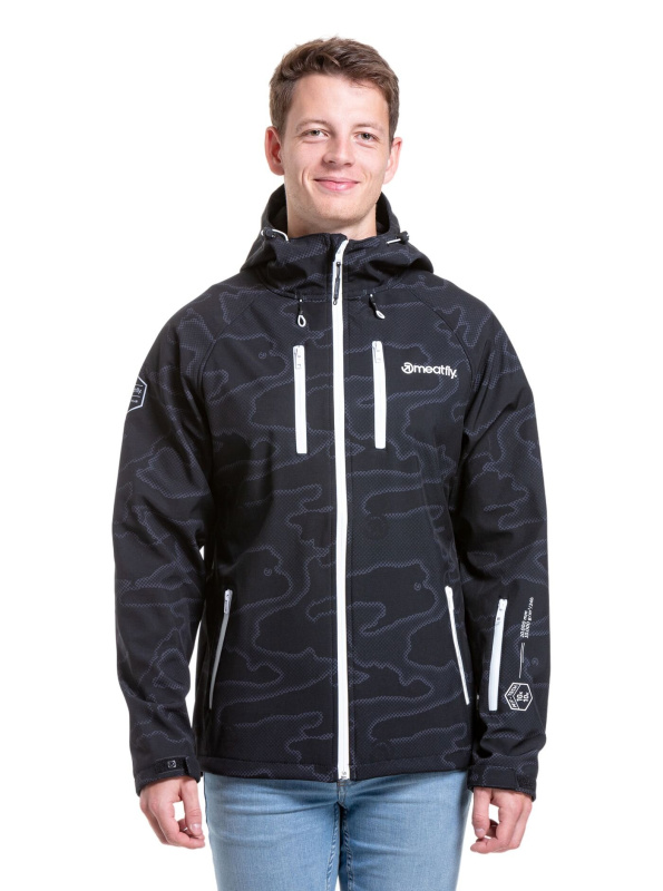 Meatfly pánská softshell bunda Rasmussen Morph Black | Černá | Velikost XXL