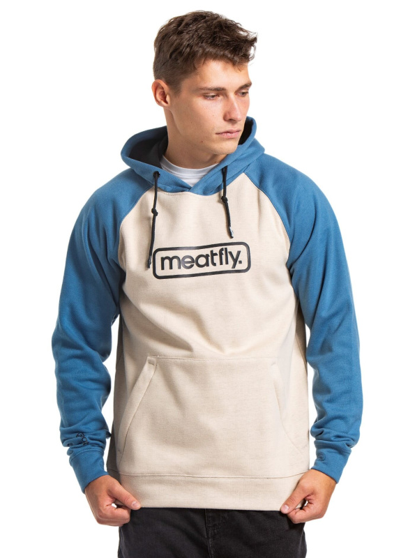 Meatfly pánská technická mikina Gravel Slate Blue/Sand | Modrá | Velikost XXL