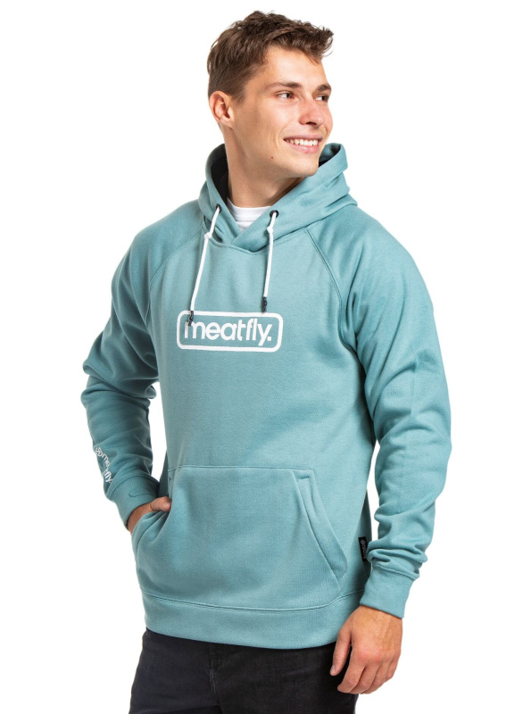 Meatfly pánská technická mikina Gravel Dusty Mint | Modrá | Velikost XL