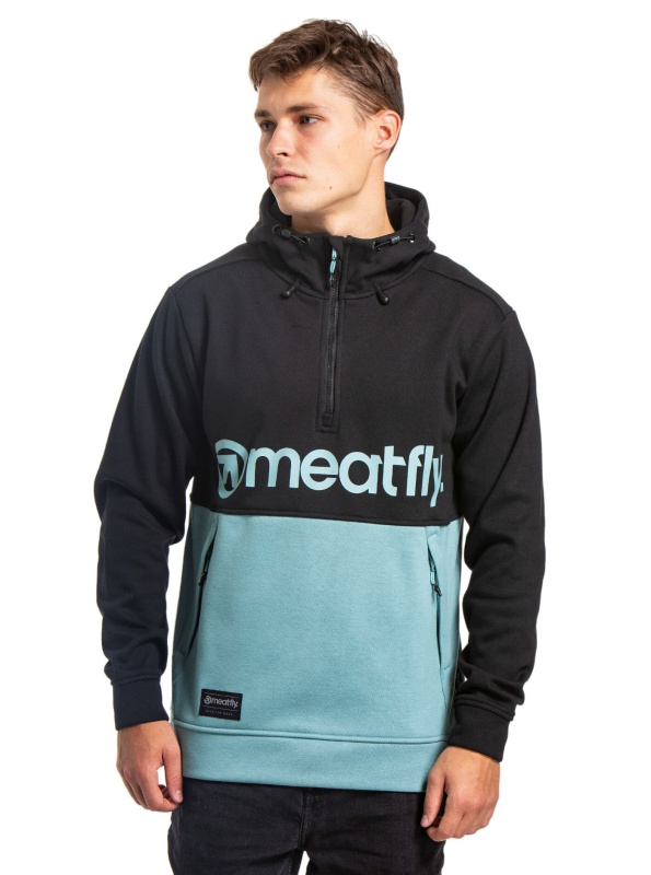 Meatfly pánská technická mikina Tason Black/Dusty Mint | Černá | Velikost S
