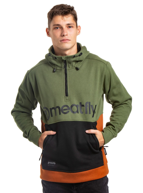 Meatfly pánská technická mikina Tason Olive/Black | Zelená | Velikost S