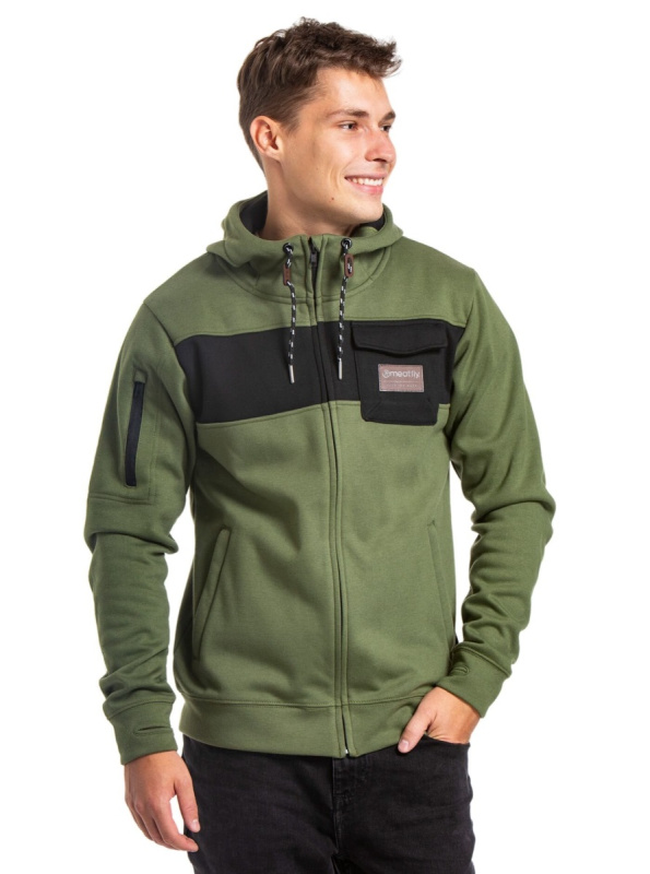 Meatfly pánská technická mikina Josh Olive | Zelená | Velikost M