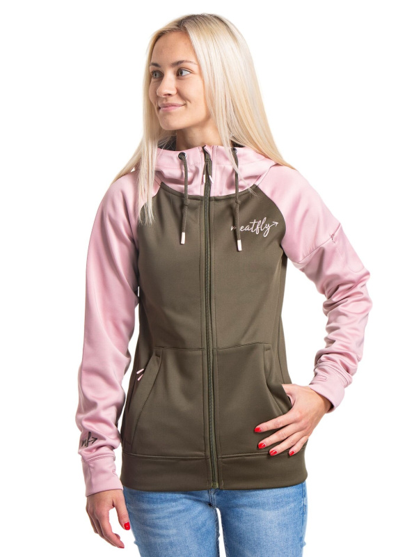 Meatfly dámská technická mikina Alisha Powder Pink/Olive | Růžová | Velikost M