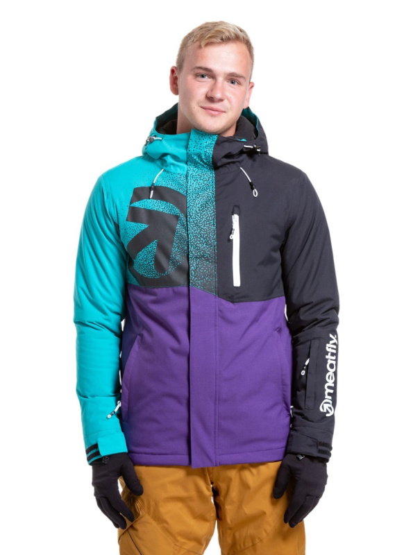 Meatfly pánská SNB & SKI bunda Shader Turquoise/Petunia | Modrá | Velikost S