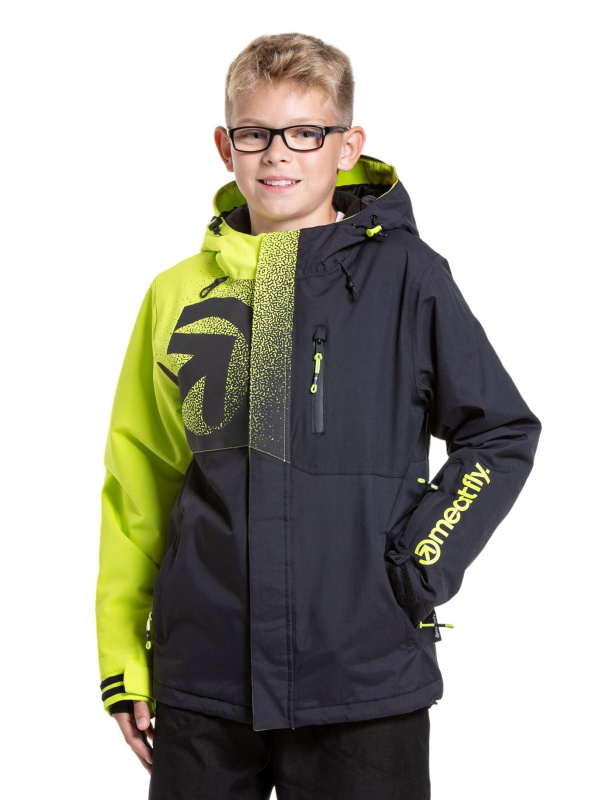 Meatfly dětská SNB & SKI bunda Bangito Acid Lime/Black | Zelená | Velikost 158
