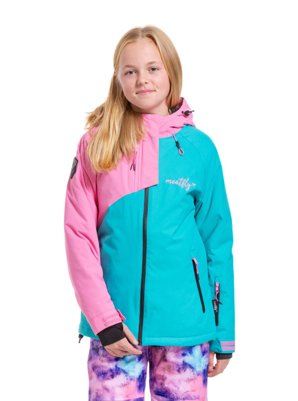 Meatfly dětská SNB & SKI bunda Deliah Hot Pink/Turquoise | Růžová | Velikost 146