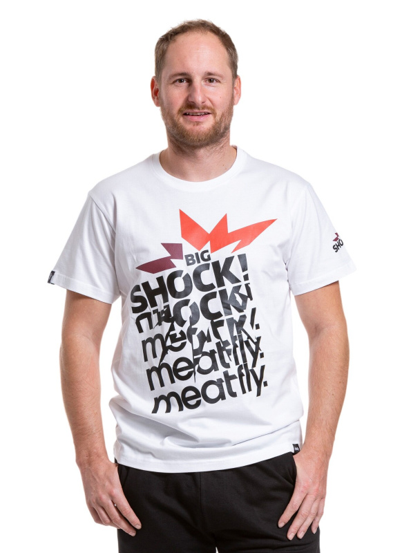 Meatfly pánské tričko Big Shock Shattered White | Bílá | Velikost S | 100% bavlna