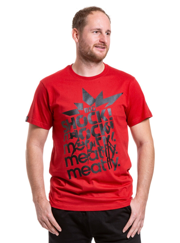 Meatfly pánské tričko Big Shock Shattered Dark Red | Červená | Velikost L | 100% bavlna