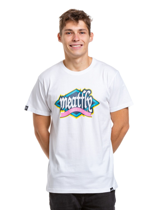 Meatfly pánské tričko Rockit White | Bílá | Velikost XL | 100% bavlna