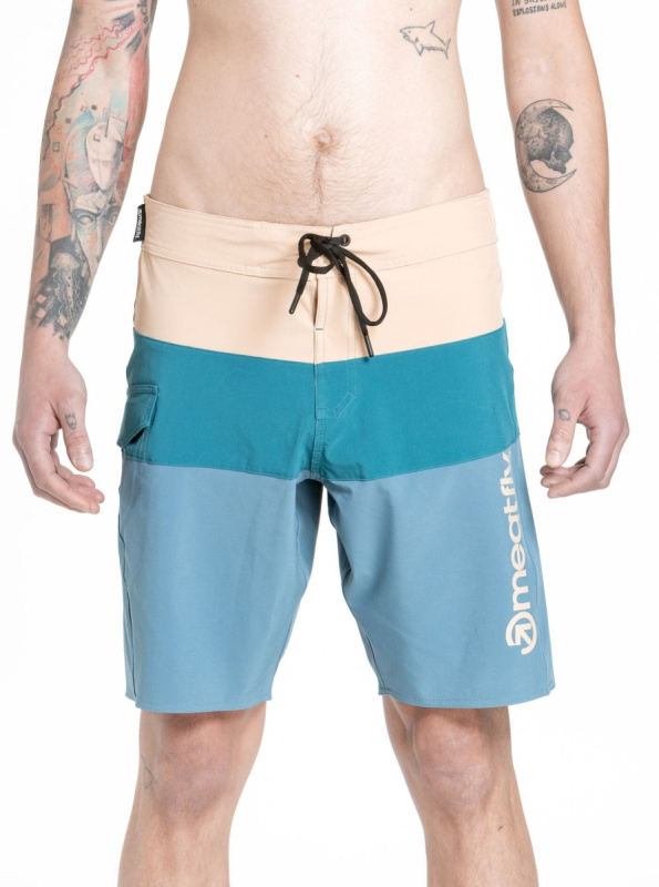 Meatfly pánské plavky Mitch Boardshorts 21" Slate Blue / Latte | Modrá | Velikost M