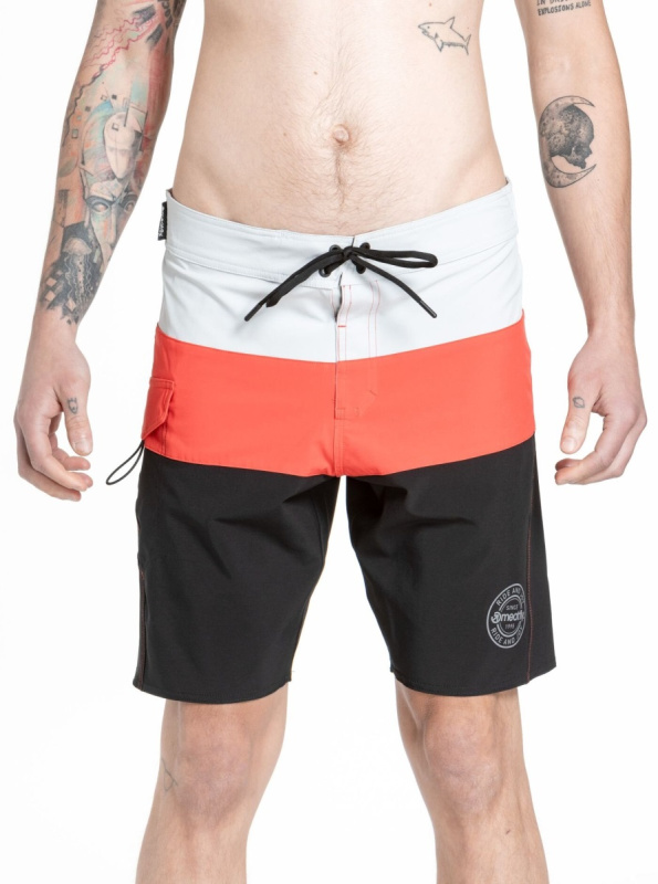 Meatfly pánské plavky Mitch Boardshorts 21" Red Orange / Black | Červená | Velikost XL