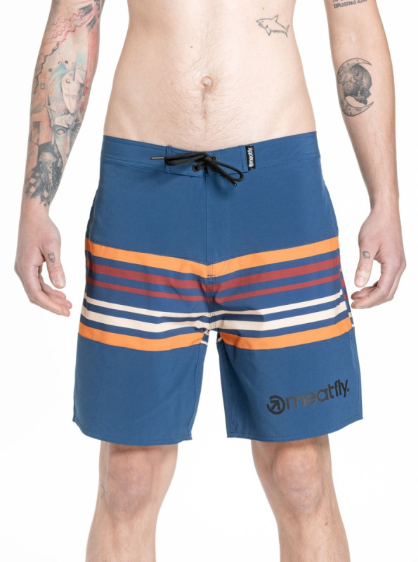 Meatfly pánské plavky Ernie Boardshorts 19" Stripes Navy | Modrá | Velikost M