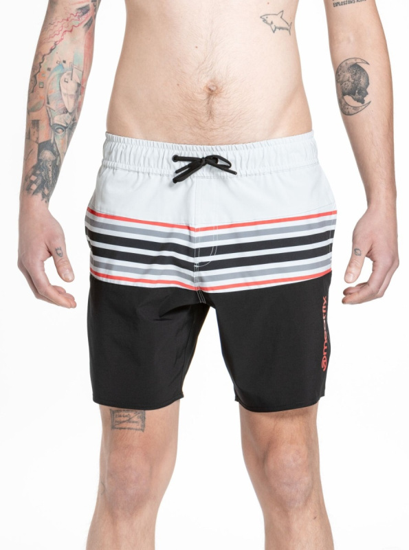 Meatfly pánské plavky Keith Boardshorts 17" Light Grey / Red Orange | Šedá | Velikost M