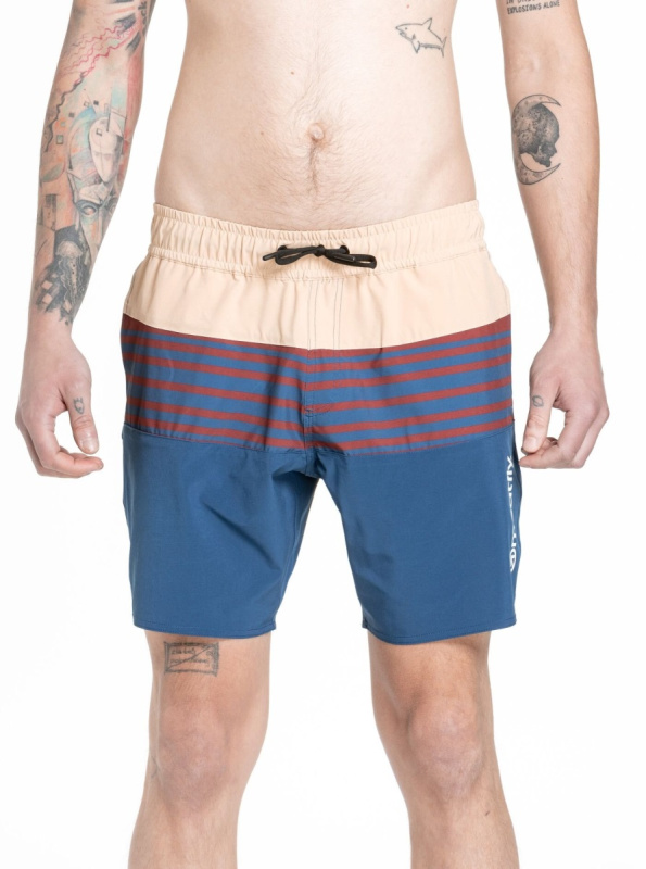 Meatfly pánské plavky Keith Boardshorts 17" Navy / Latte | Modrá | Velikost XL