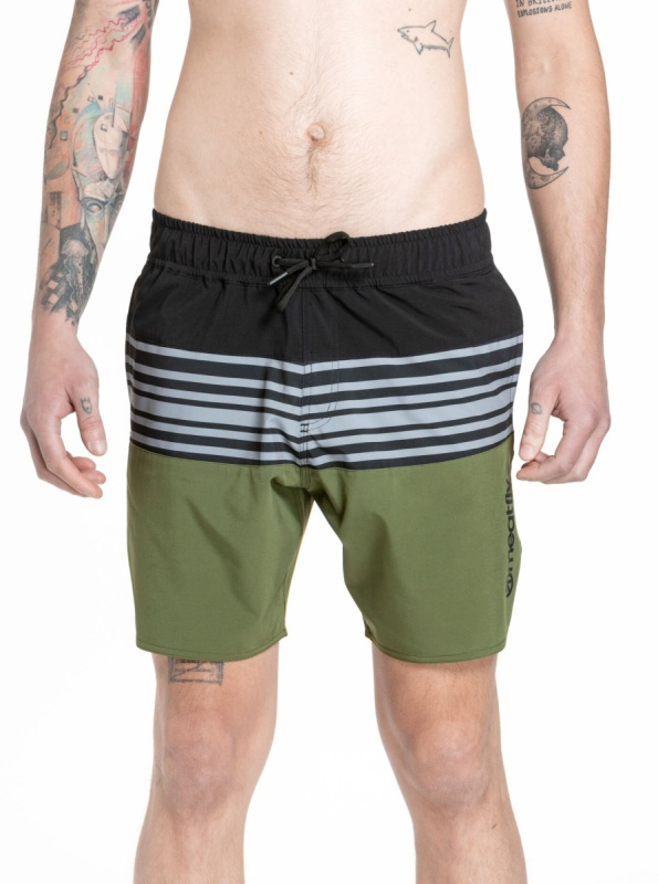 Meatfly pánské plavky Keith Boardshorts 17" Olive / Black | Zelená | Velikost XL