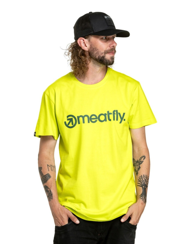Meatfly pánské tričko MF Logo Safety Yellow | Žlutá | Velikost XS | 100% bavlna