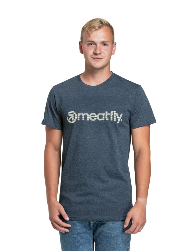 Meatfly pánské tričko Striped Logo Navy Heather | Modrá | Velikost XL
