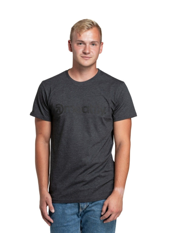 Meatfly pánské tričko Striped Logo Charcoal Heather | Šedá | Velikost S
