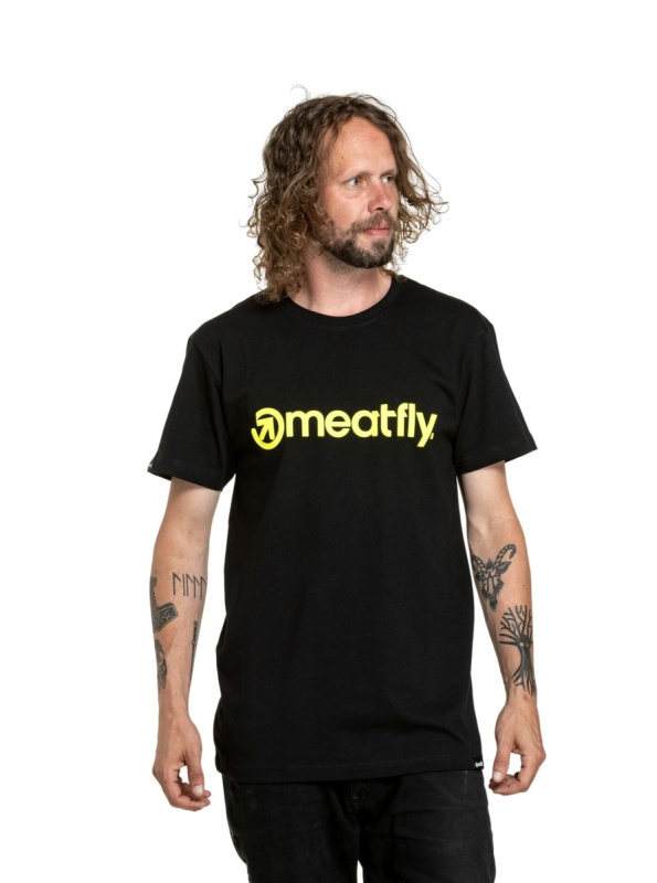 Meatfly pánské tričko Joe Black/Lime | Černá | Velikost M | 100% bavlna
