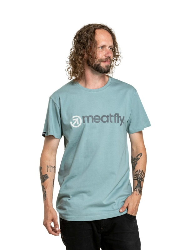 Meatfly pánské tričko Joe Dusty Mint | Modrá | Velikost XXL | 100% bavlna