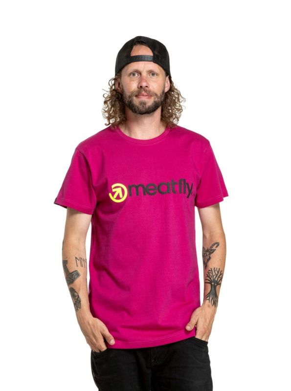 Meatfly pánské tričko Joe Magenta | Růžová | Velikost M | 100% bavlna