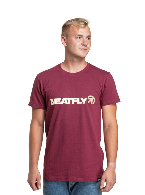 Meatfly pánské tričko Logex Dark Wine | Červená | Velikost XXXL | 100% bavlna