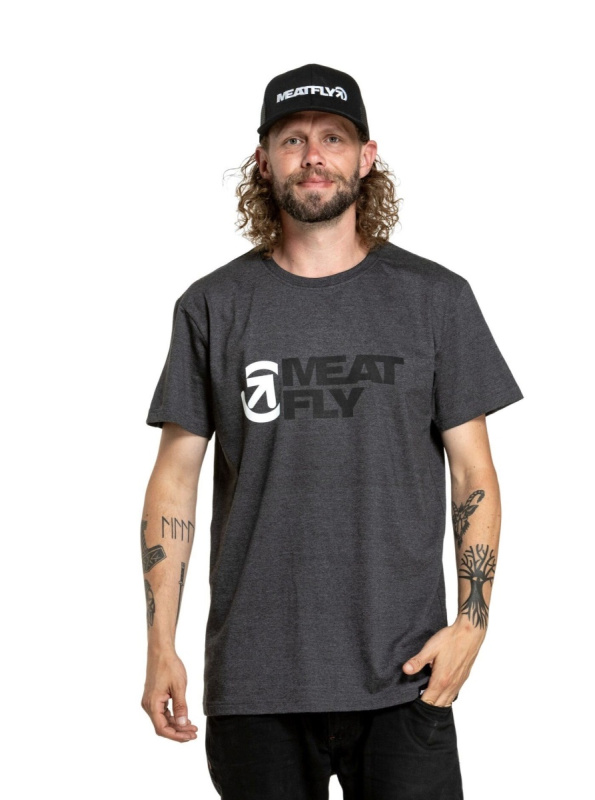 Meatfly pánské tričko Revital Black/Charcoal Heather | Černá | Velikost L