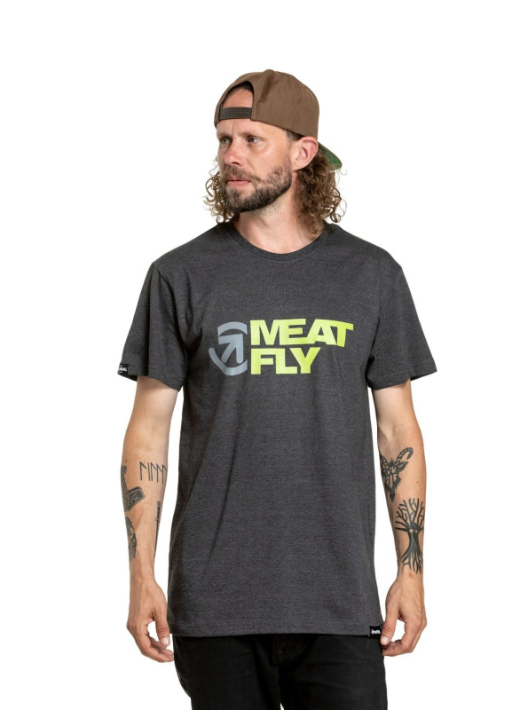 Meatfly pánské tričko Revital Lime/Charcoal Heather | Žlutá | Velikost XL