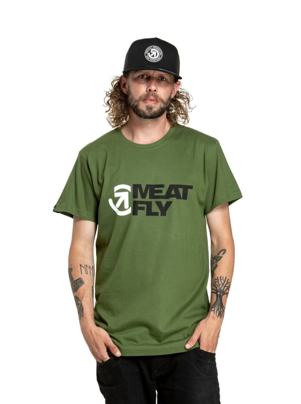 Meatfly pánské tričko Revital Olive | Zelená | Velikost XL | 100% bavlna