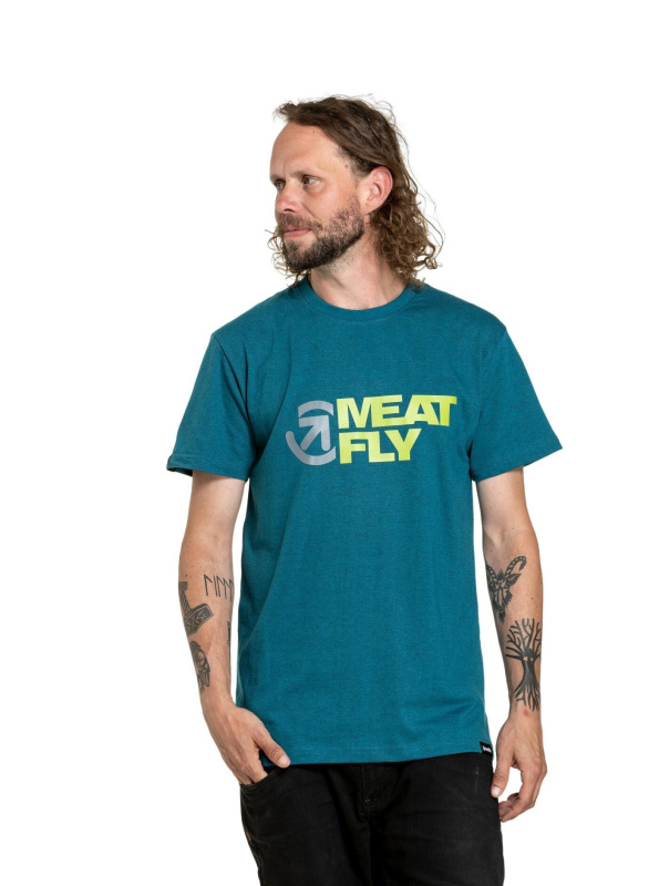 Meatfly pánské tričko Revital Petrol Heather | Modrá | Velikost L