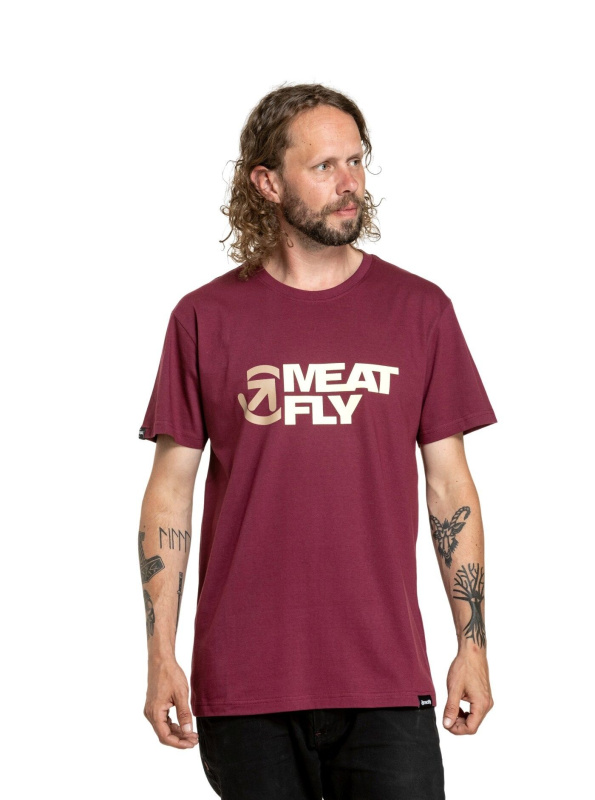 Meatfly pánské tričko Revital Dark Wine | Červená | Velikost XL | 100% bavlna