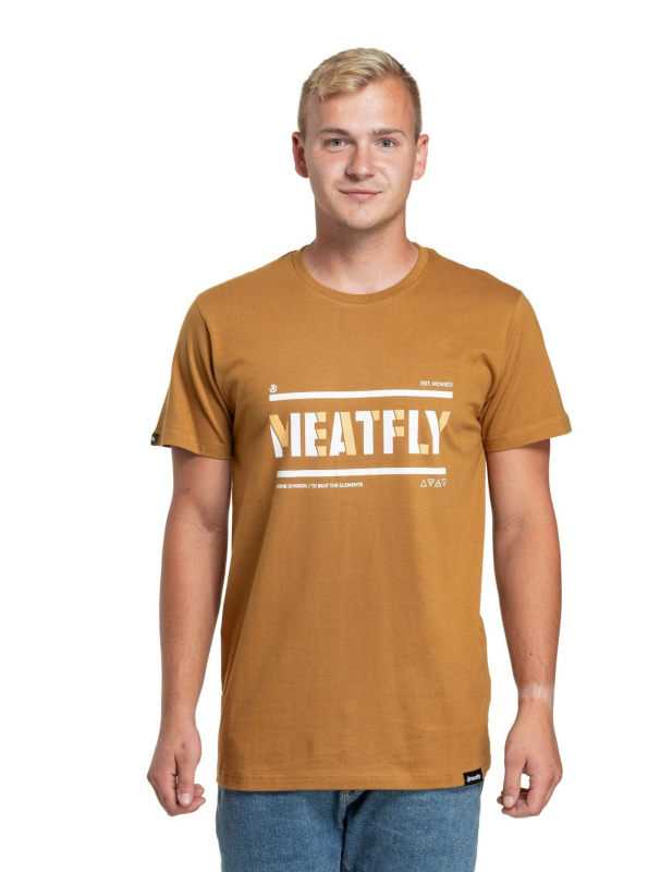 Meatfly pánské tričko Rele Gold Brown | Hnědá | Velikost XXXL | 100% bavlna