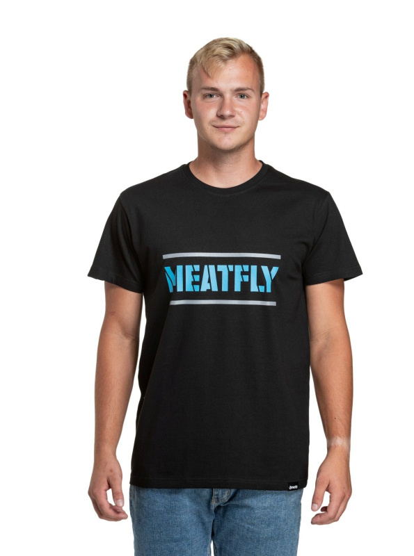 Meatfly pánské tričko Rele Blue/Black | Černá | Velikost XXL | 100% bavlna