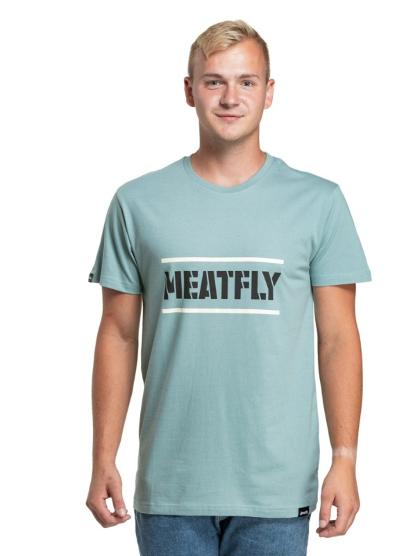 Meatfly pánské tričko Rele Dusty Mint | Modrá | Velikost S | 100% bavlna