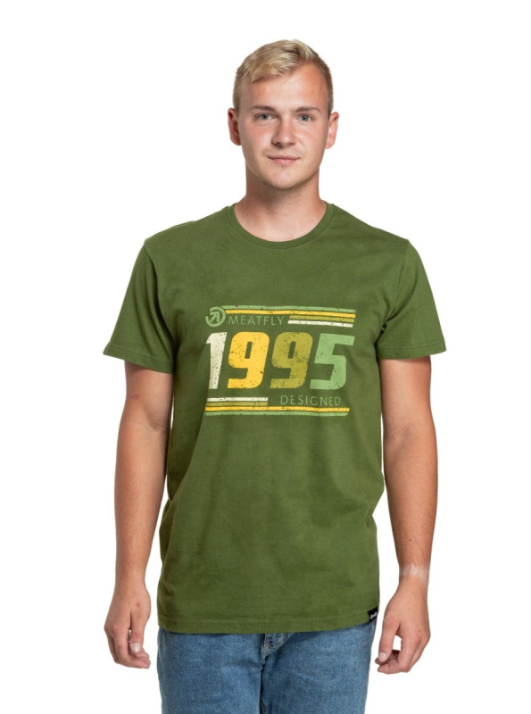 Meatfly pánské tričko 1995 Olive | Zelená | Velikost L | 100% bavlna