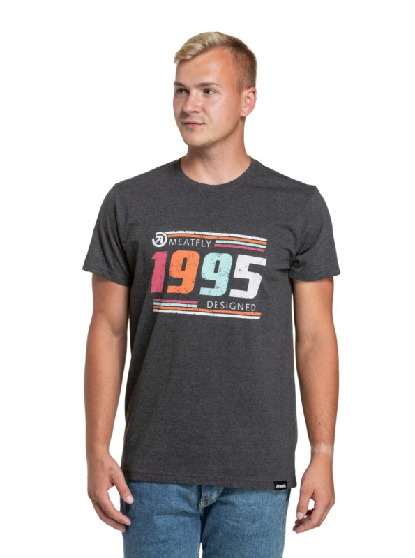 Meatfly pánské tričko 1995 Charcoal Heather | Šedá | Velikost M