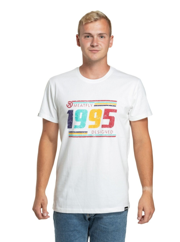 Meatfly pánské tričko 1995 White | Bílá | Velikost XXL | 100% bavlna