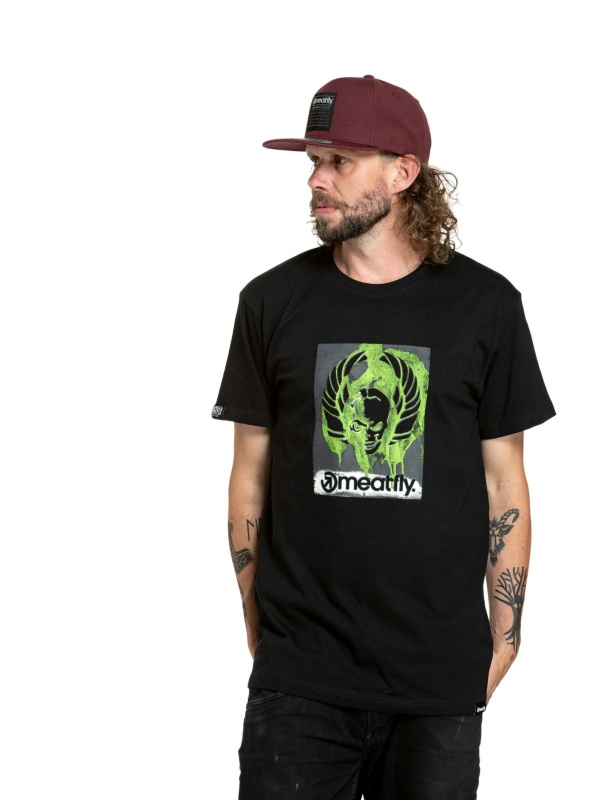 Meatfly pánské tričko Stencil Black | Černá | Velikost XXXL | 100% bavlna